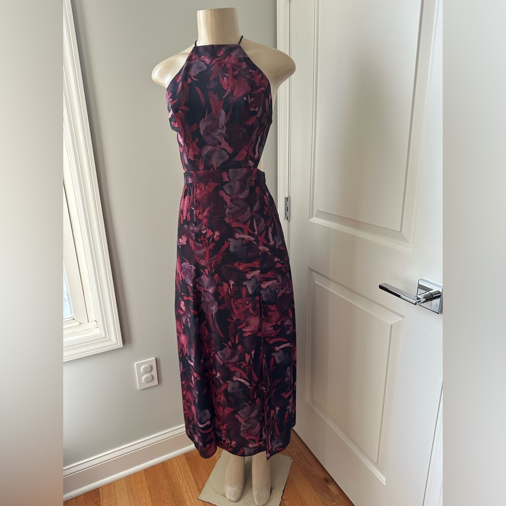 Fame and Partners Strapless Floral Dress in Purple and Black